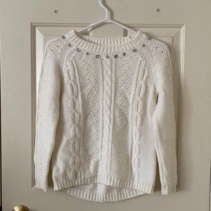 Nevada Cable Knit White Sweater Size Youth Med (10-12)